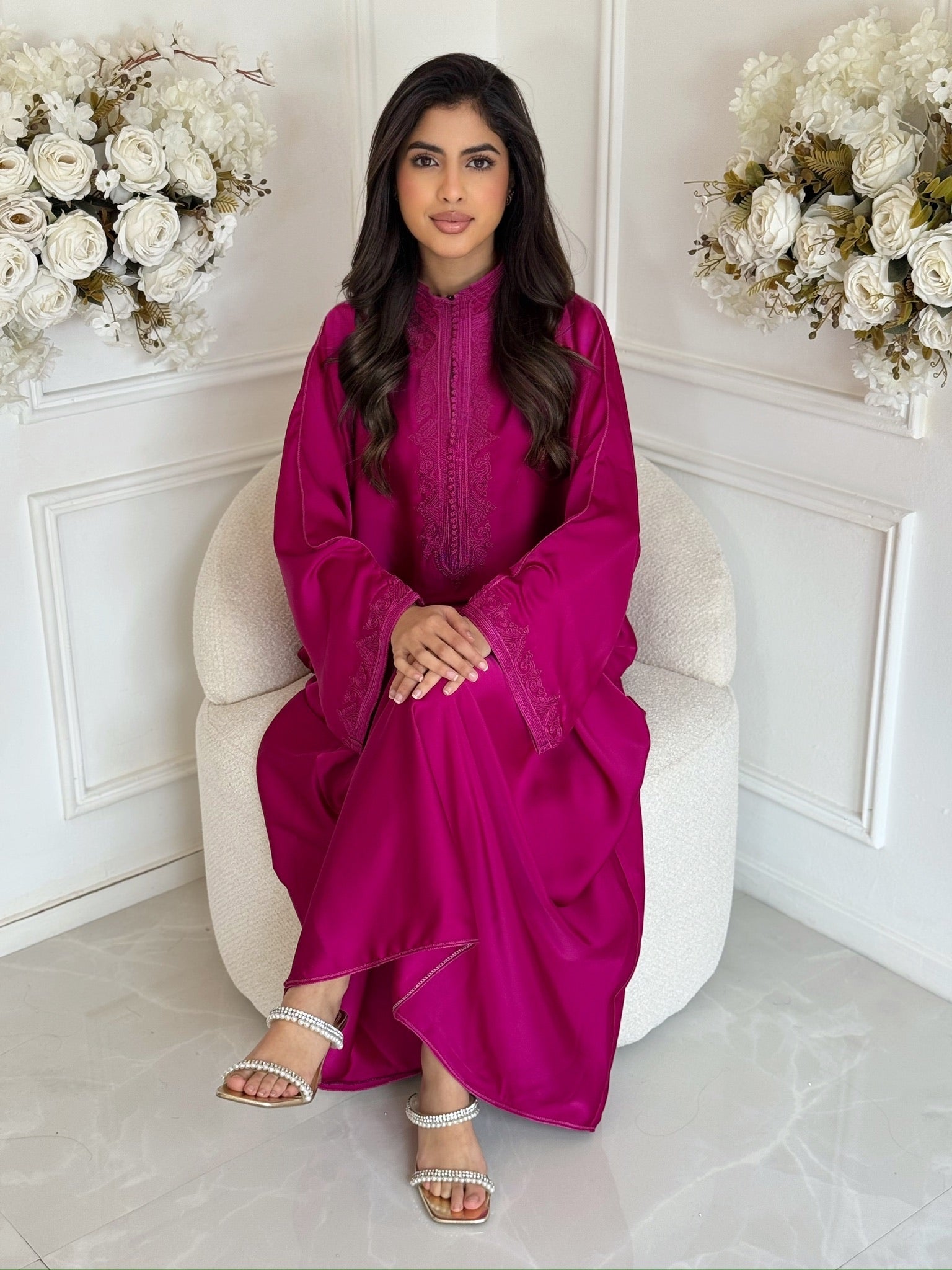 Moroccan gandoura dress Gandoura Layali with long sleeves and flowing fit