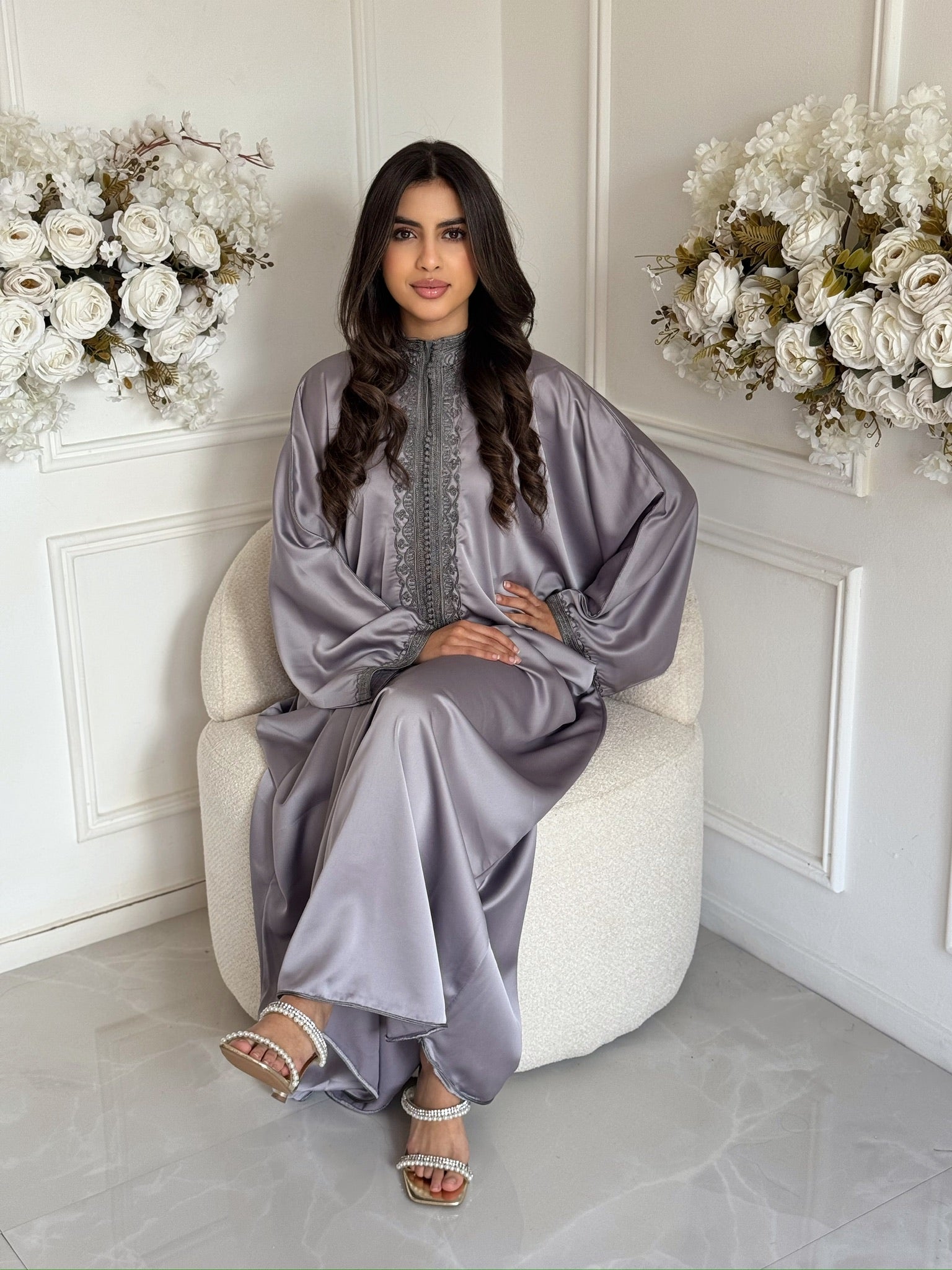 Moroccan gandoura dress Gandoura Meera with long sleeves and flowing fit