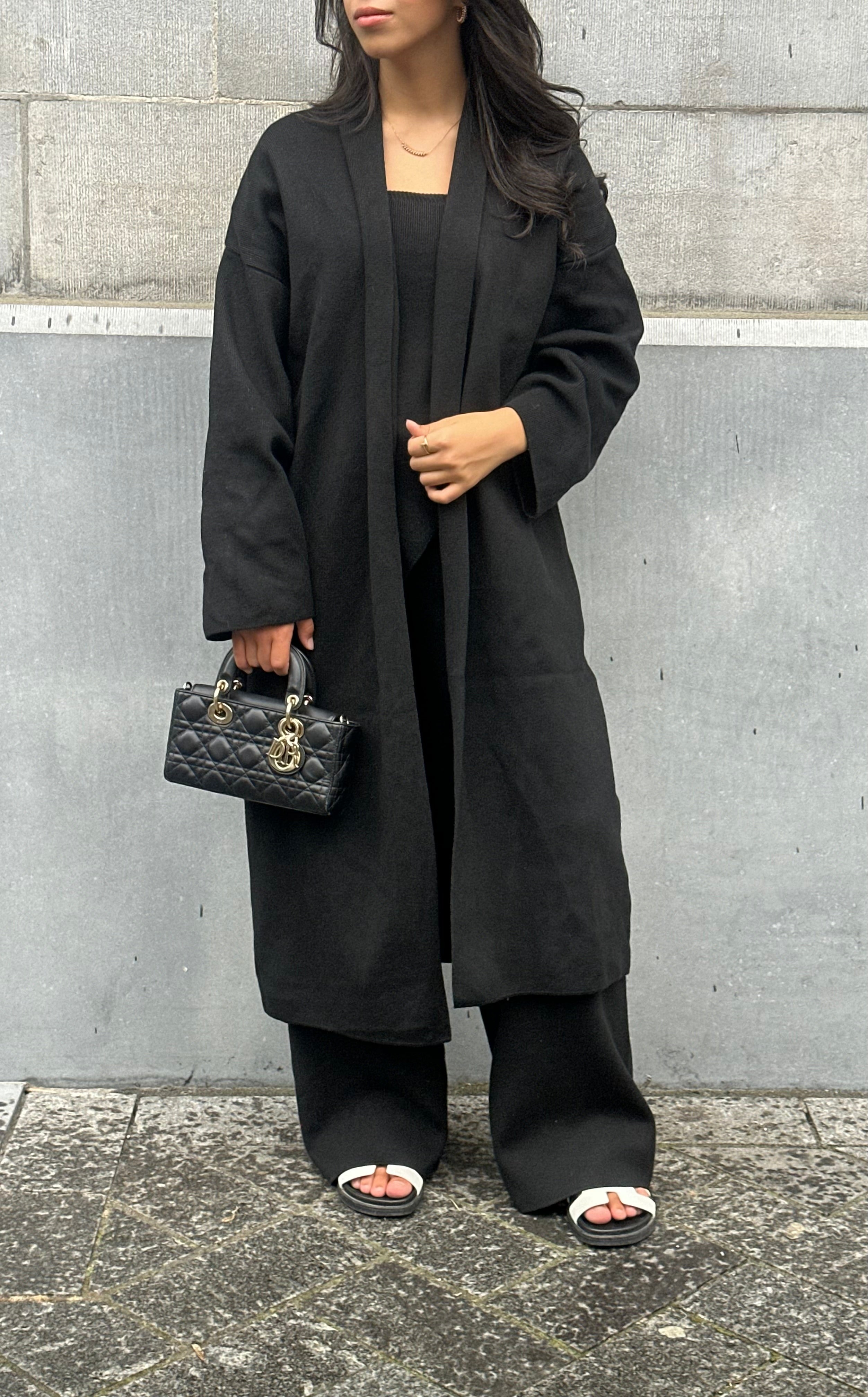 Minimal three-piece co-ord set for women in neutral tones