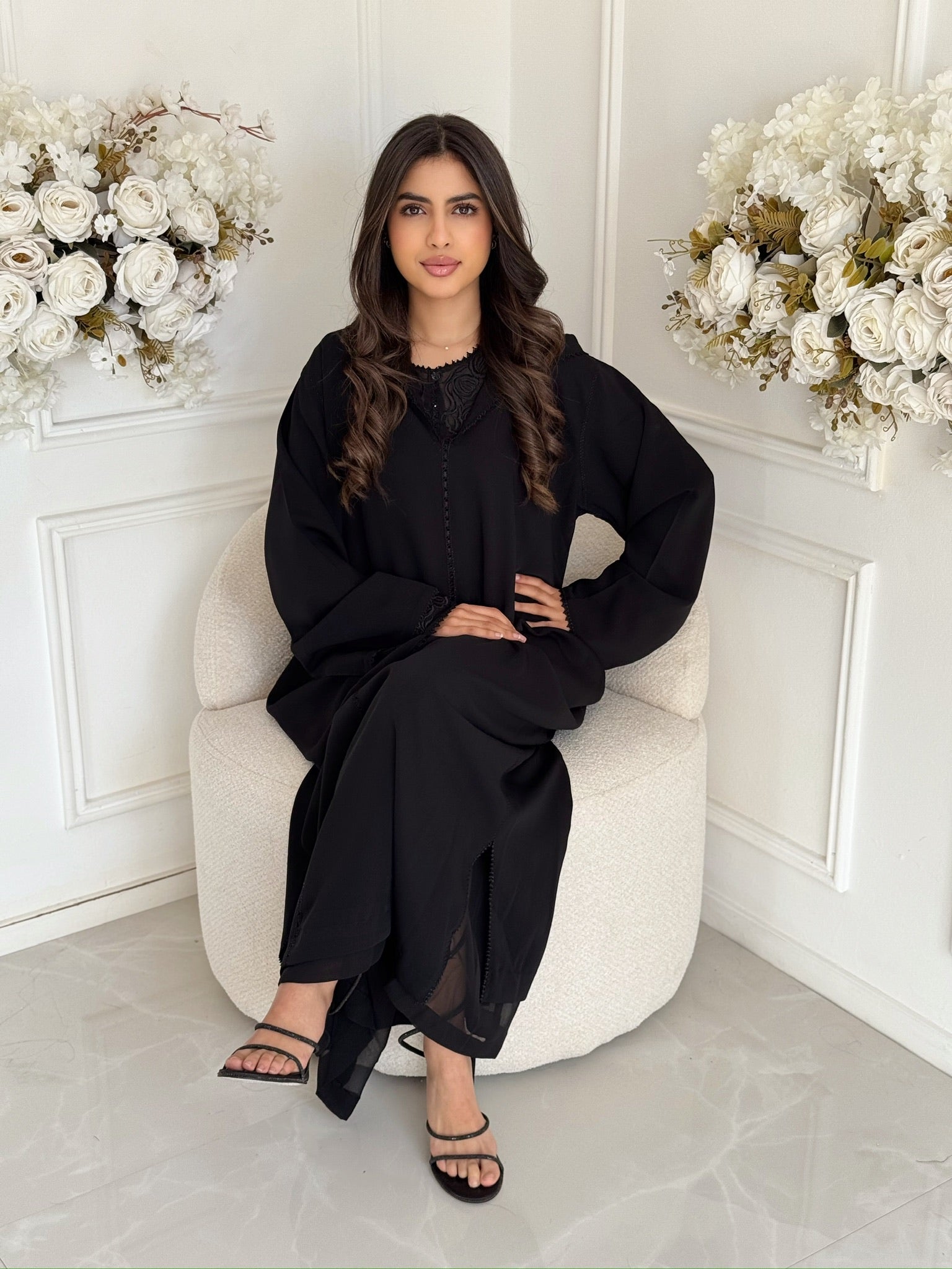 Moroccan jellaba dress Jellaba Badria with long sleeves and flowing fit