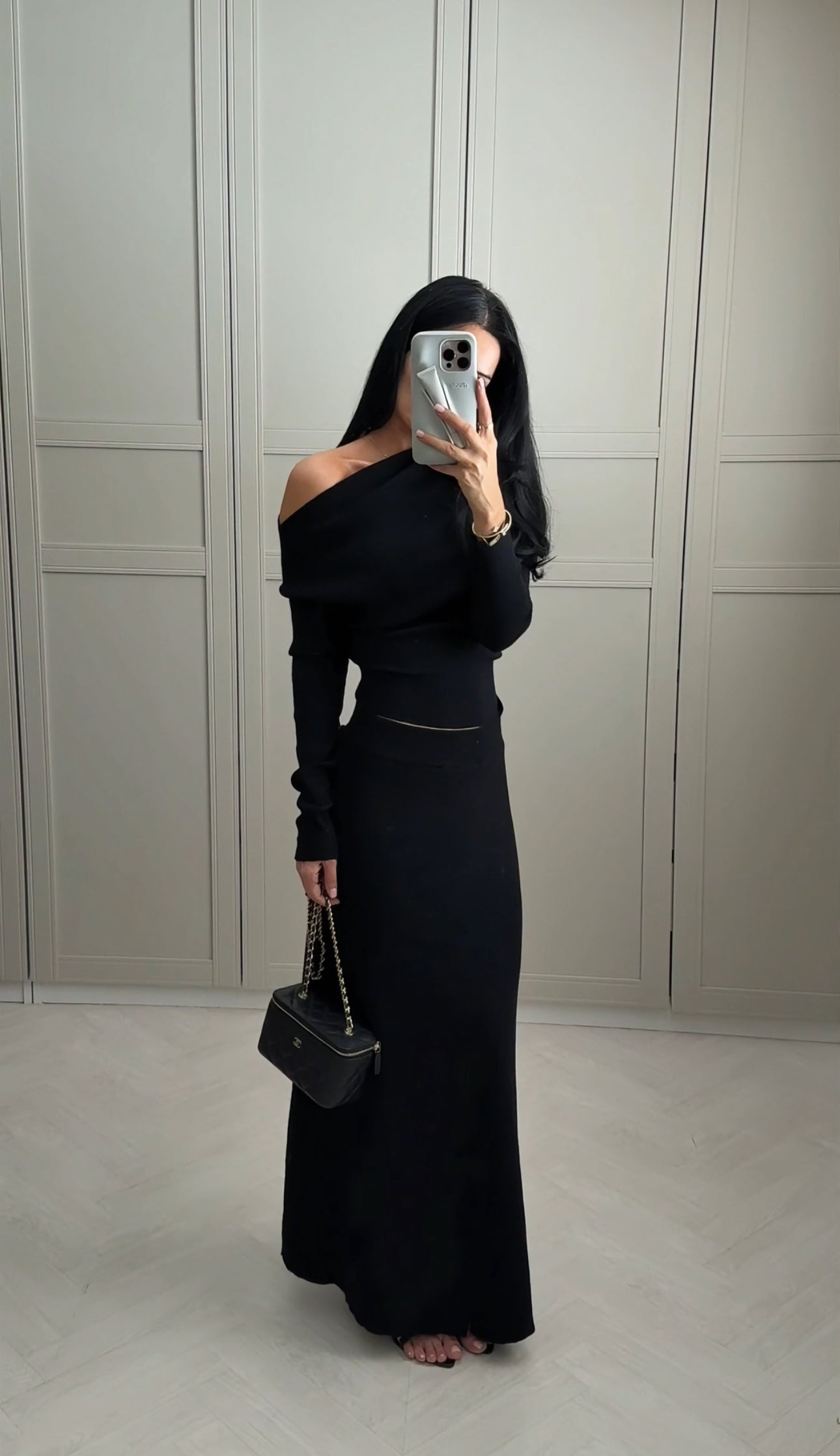 Elegant black off-shoulder dress for women, Roza design