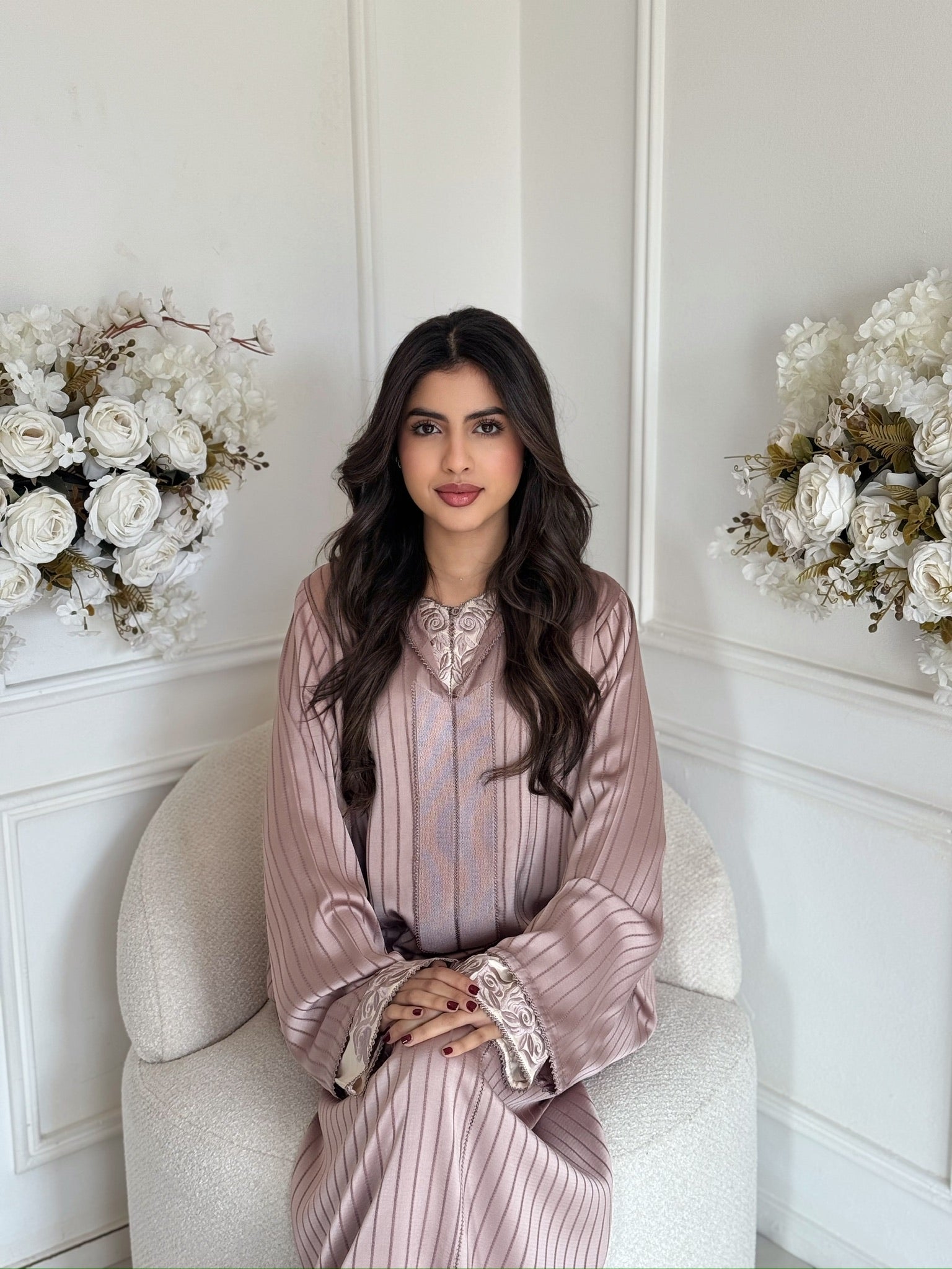 Moroccan Jellaba Ines in soft pink for Ramadan