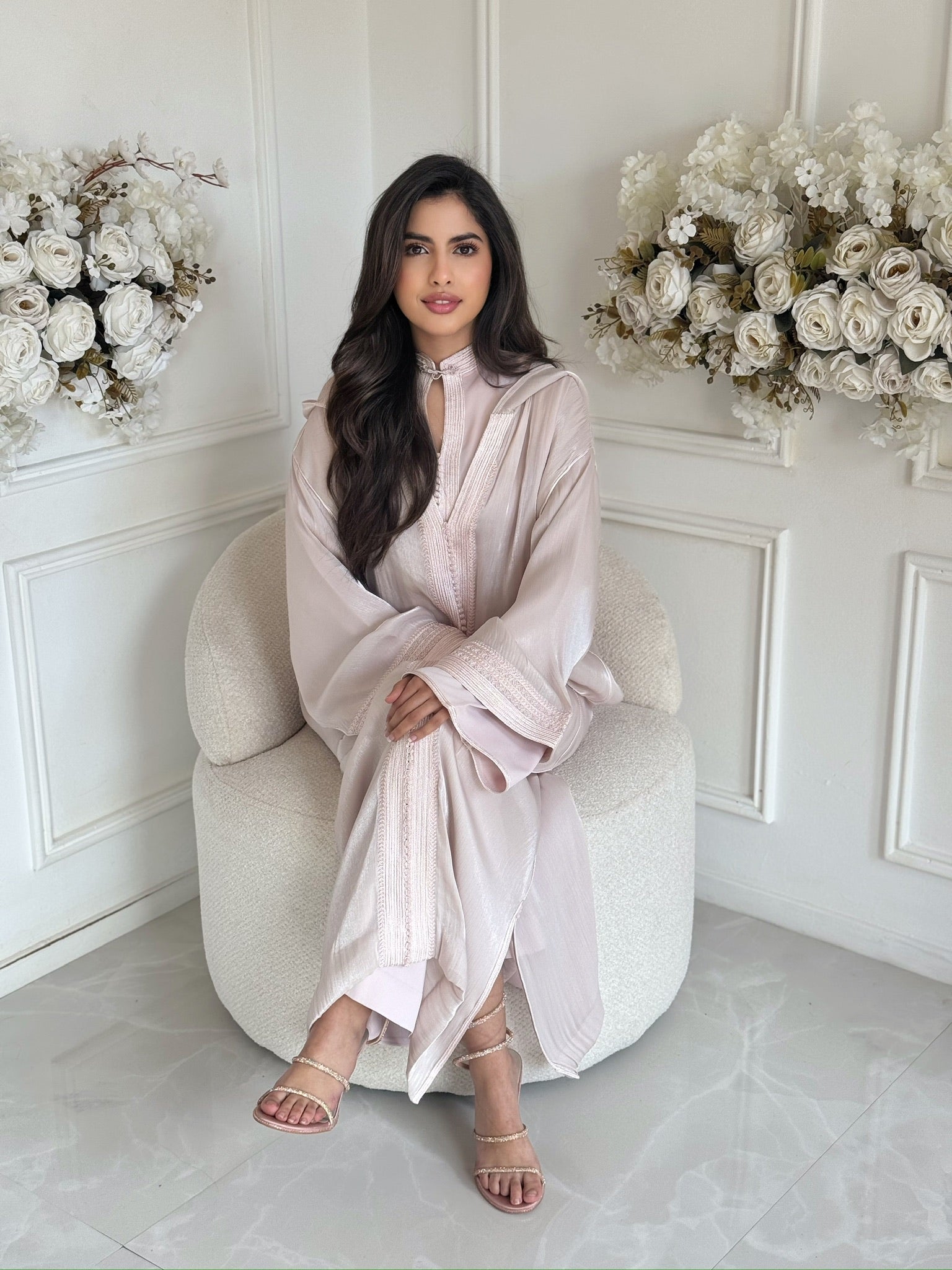 Luxury Moroccan jellaba with flowing silhouette – takchita inspired design