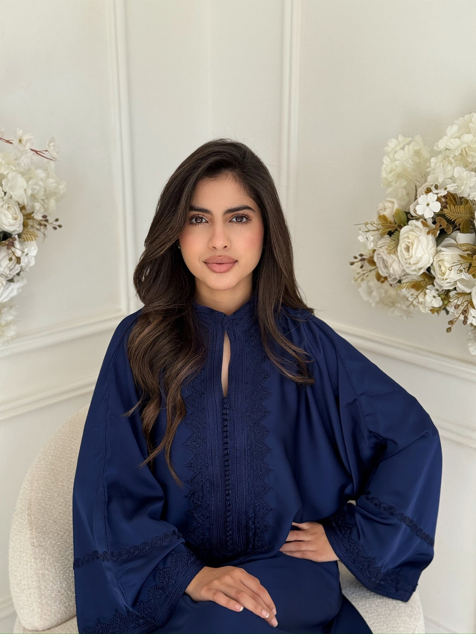 Luxury Moroccan gandoura dress navy – Ramadan Eid outfit for women