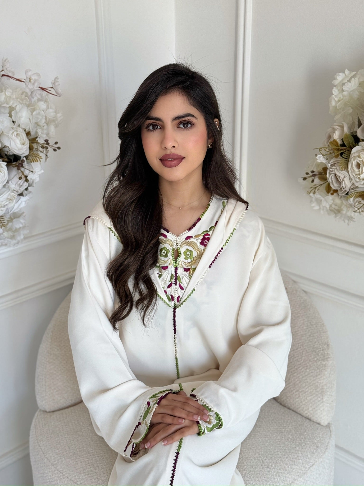 Luxury Moroccan jellaba dress cream – Ramadan Eid outfit for women
