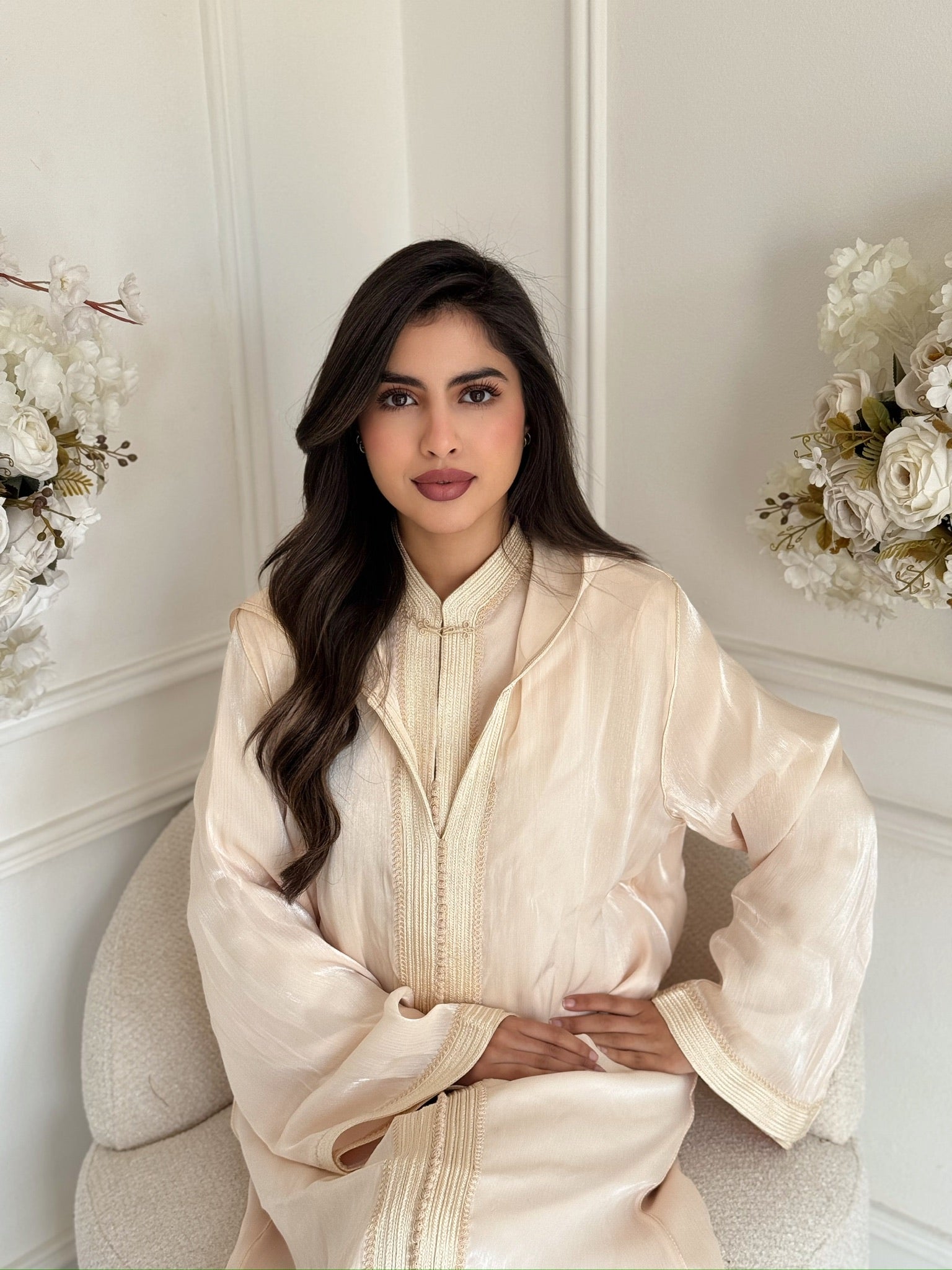 Luxury Moroccan jellaba dress cream – Ramadan Eid outfit for women