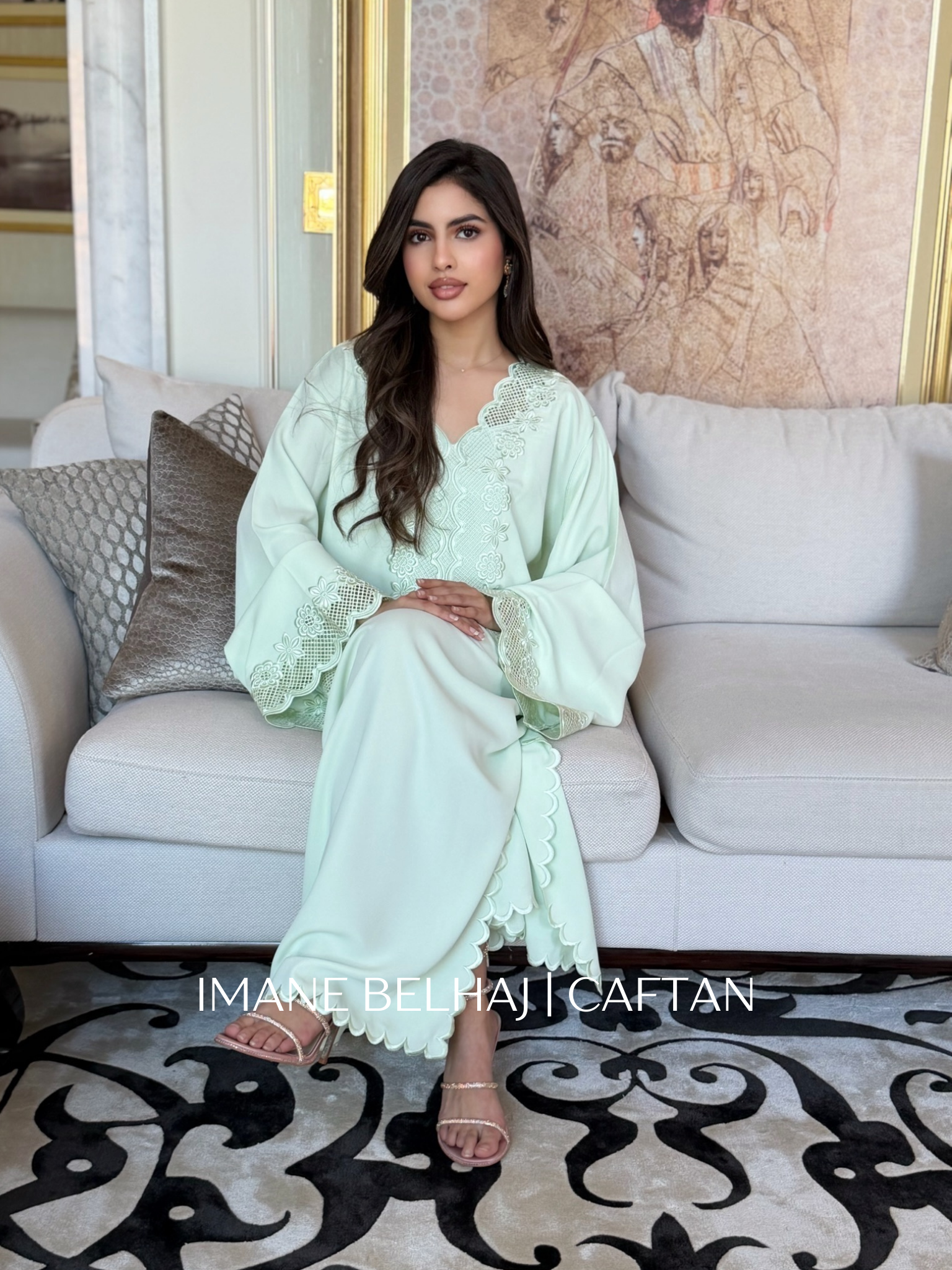 Luxury Moroccan caftan Laha with flowing silhouette and refined details