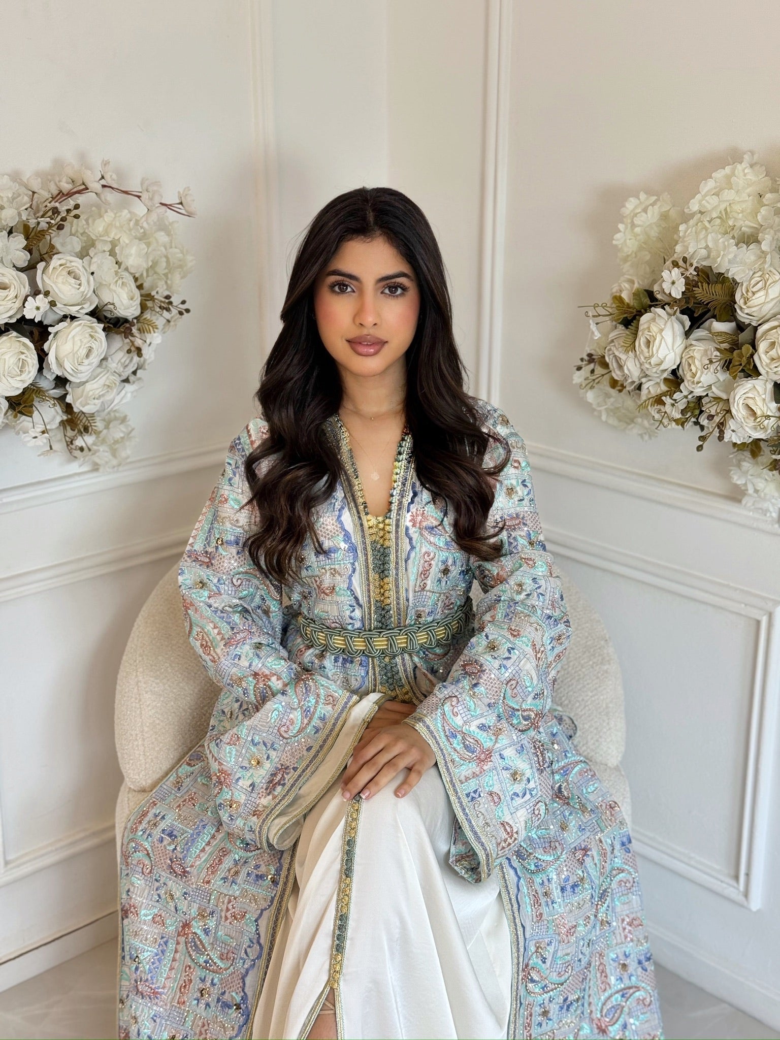 Luxury Moroccan takchita for weddings with embroidery – Takchita Soundous