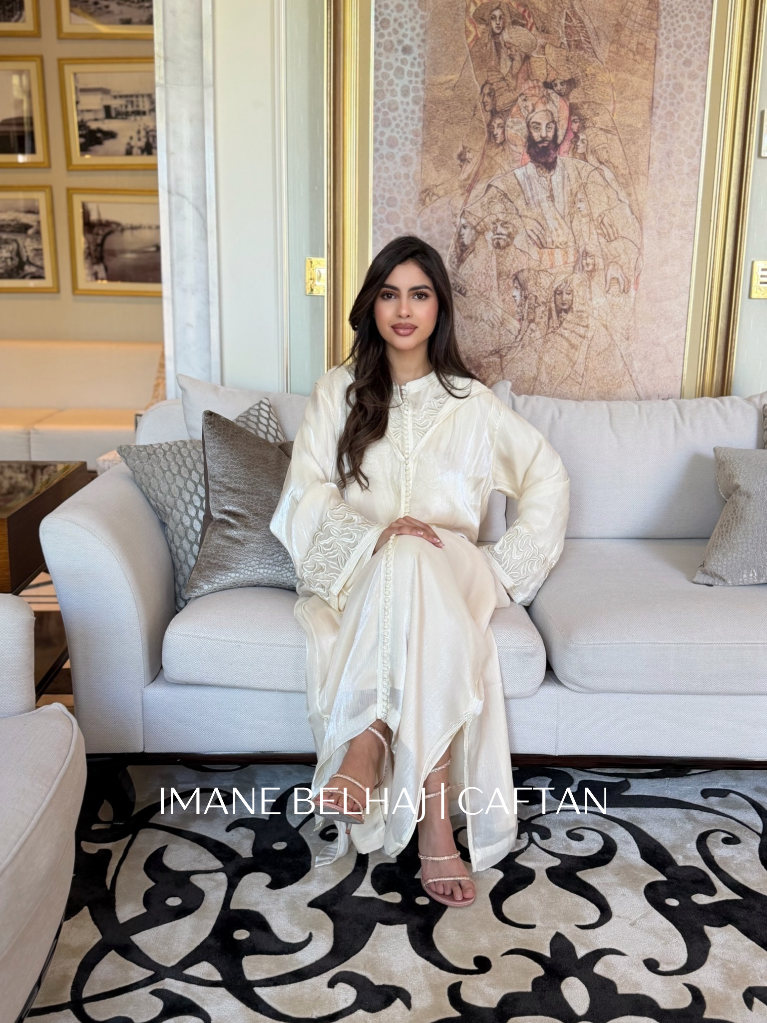 Elegant Moroccan jellaba Yara worn as modest luxury womenswear