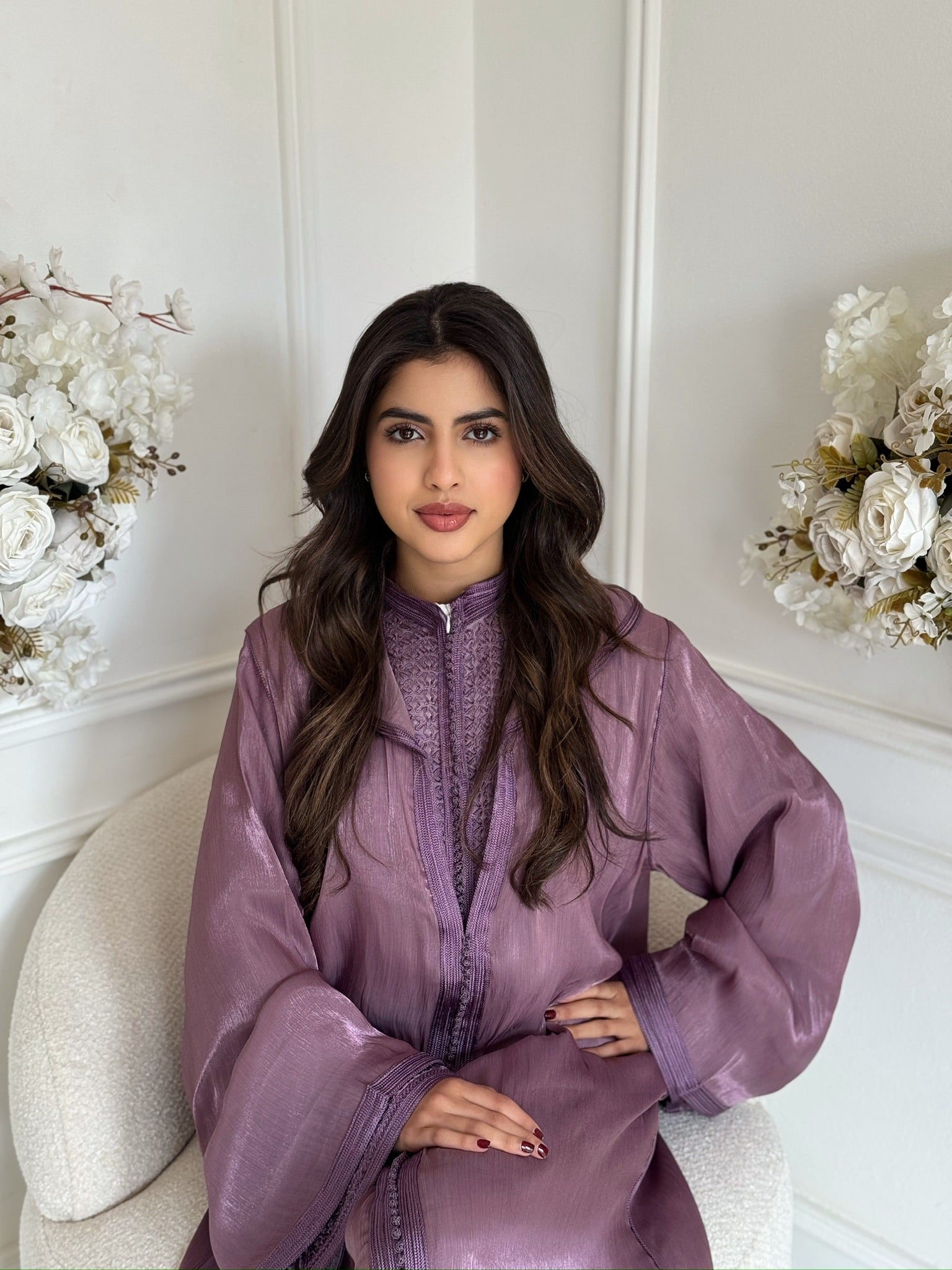 Moroccan Jellaba Miriam in mauve for Ramadan