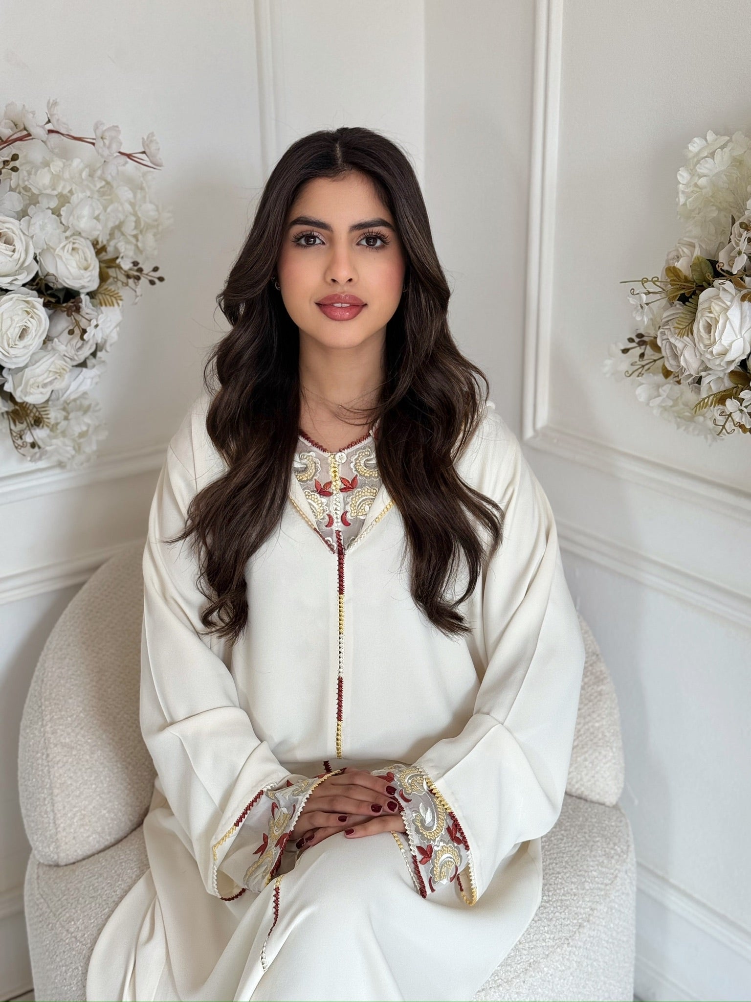 Moroccan Jellaba Fati in ivory for Ramadan