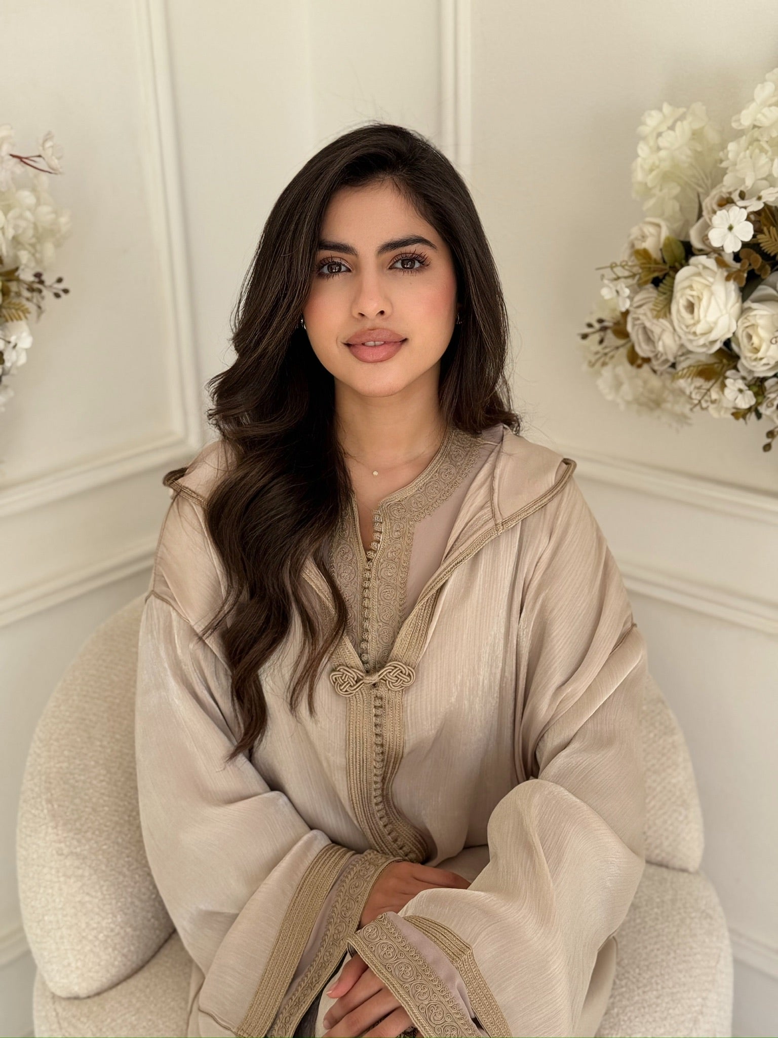 Luxury Moroccan jellaba dress beige – Ramadan Eid outfit for women