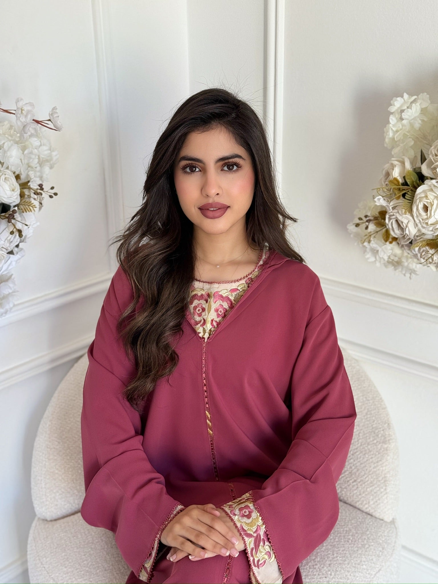 Luxury Moroccan jellaba dress pink – Ramadan Eid outfit for women