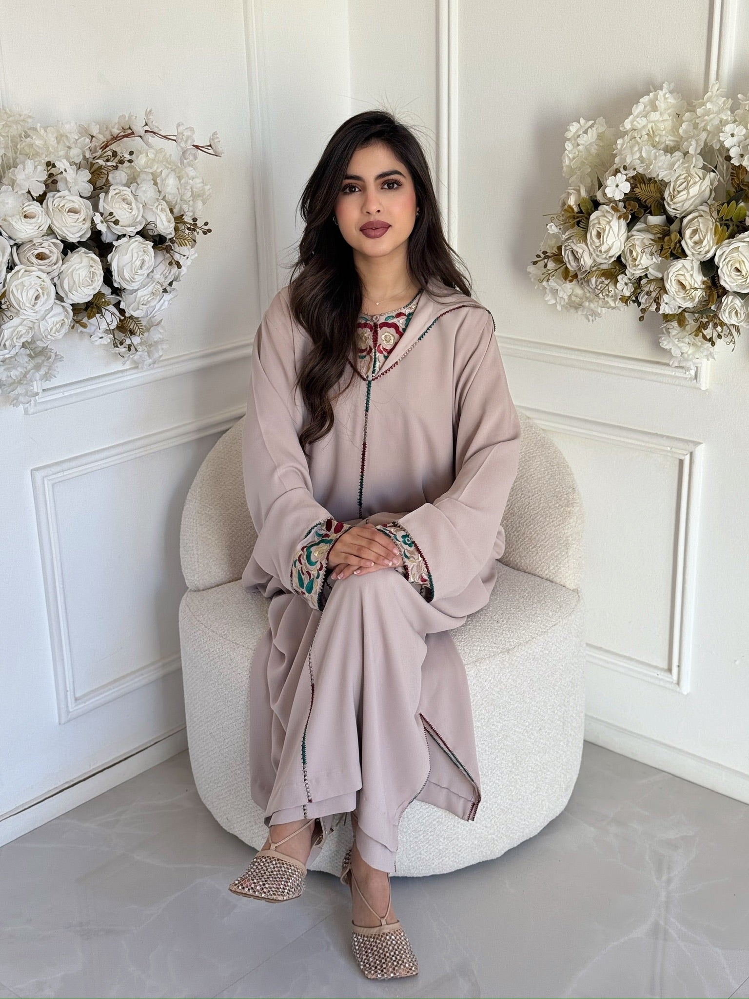 Handmade Moroccan jellaba Fariya for Ramadan evenings