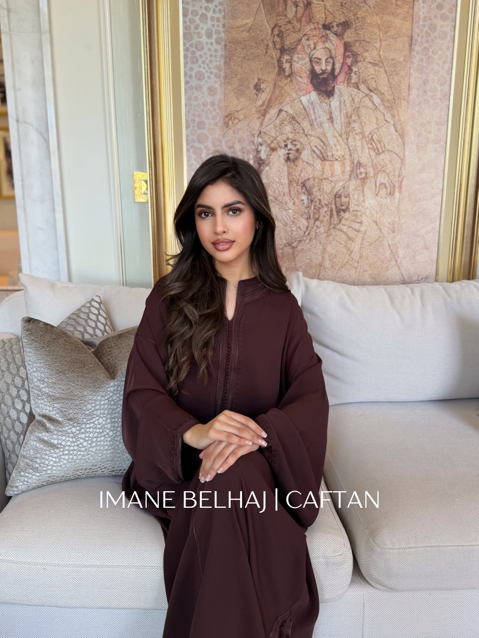 Luxury Moroccan gandoura Rimas with flowing silhouette and timeless design